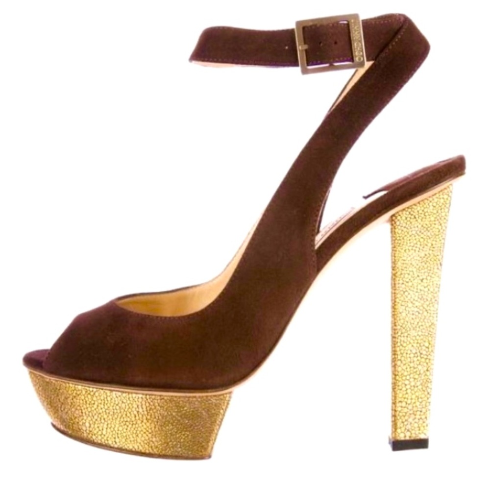 Jimmy Choo Chocolate Suede Iona Pumps